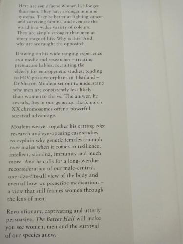 Inside Sleeve of 'The Better Half: On the Genetic Superiority of Women' by Sharon Moalem, MD, PhD.